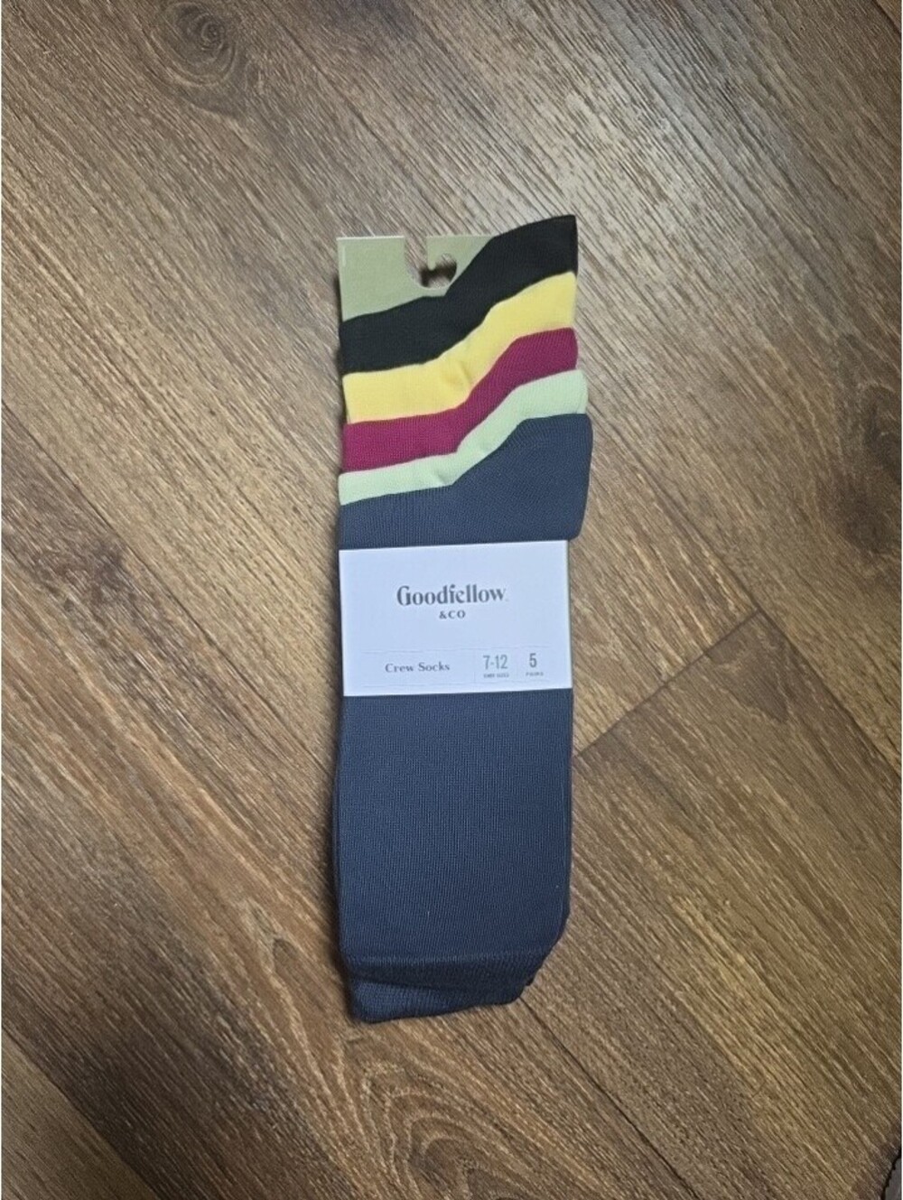 NWT Goodfellow & Co Crew Socks, Men's Size 7-12, Multi-Color, 5 Pack, # 53